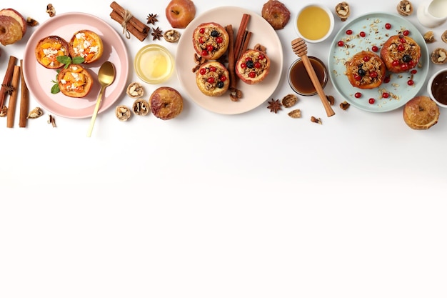 Stół zastawiony talerzami z różnymi potrawami